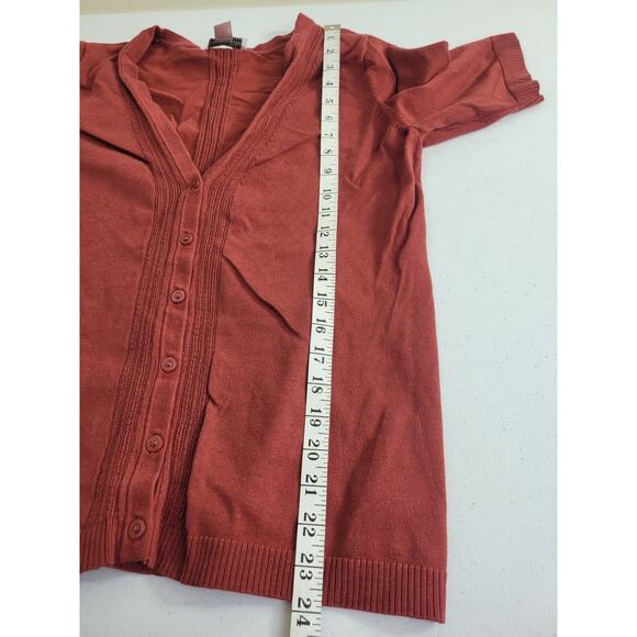 Christopher & Banks Cardigan Sweater Red V-Neck Short Sleeve Women's Size Medium - Picture 5 of 9